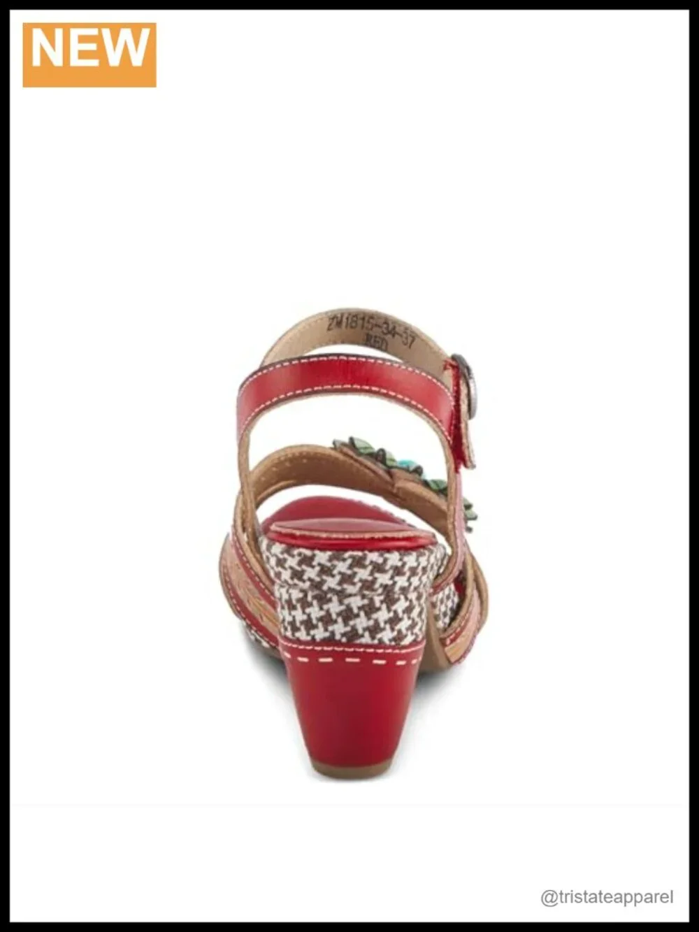 Hand-Painted Leather Platform Heeled Sandal with Ankle Strap
